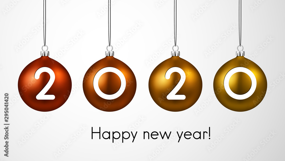 Realistic Christmas balls with 2020 numbers. Realistic Christmas balls with 2020 numbers.