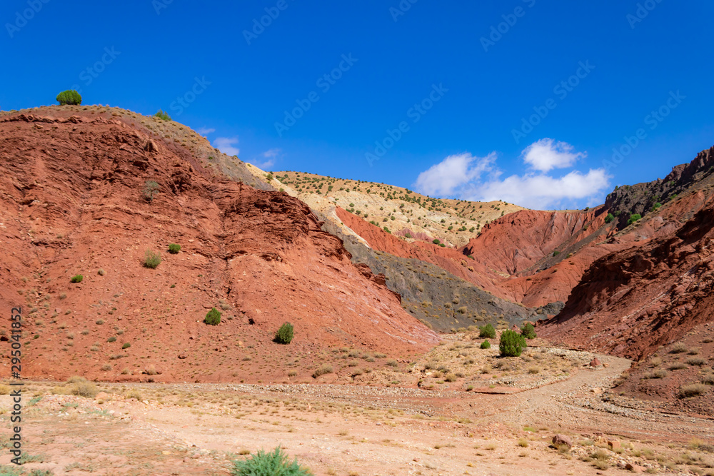 Colorful mountains on the way to the High Atlas, Morocco.