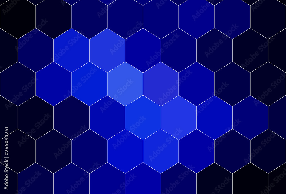 Dark BLUE vector background with hexagons. Dark BLUE vector background with hexagons.