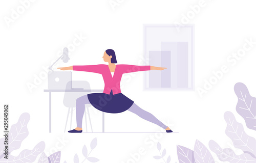 concept of yoga women in the office