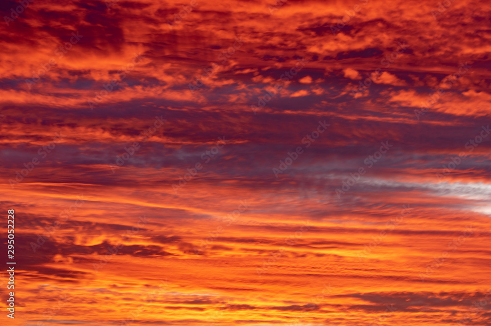 Fiery Sunset Clouds Background