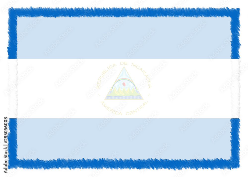 Obraz premium Border made with Nicaragua national flag.