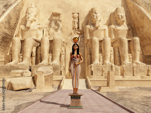 Konstfotografi Göttin Hathor vor dem Tempel von Abu Simbel in Ägypten