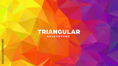 Triangle polygonal abstract geometric background. Colorful gradient design. Low poly shape banner. Vector illustration.