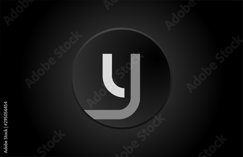 black and white alphabet letter y circle logo icon design