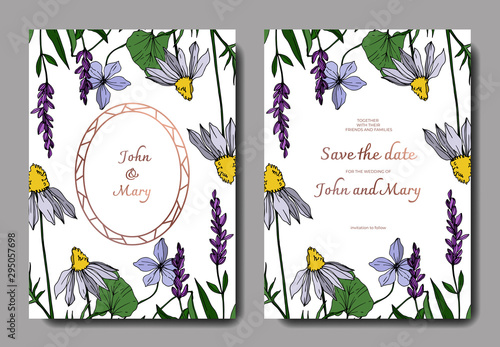 Vector wildflower floral botanical flowers. Engraved ink art. Wedding background card floral decorative border.