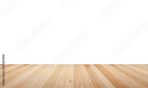 Empty top wooden table isolated on white background. Empty ready for your product display or montage. illustration 3D rendering