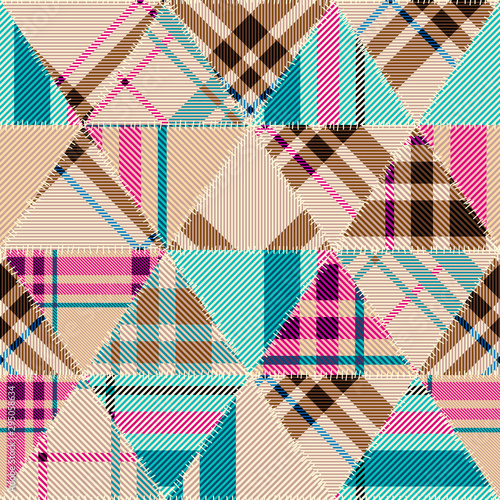 Patchwork textile pattern. Seamless quilting design background.
