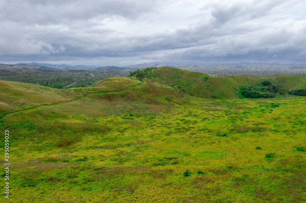 Naklejka premium Aerial view of Coral coast, Sigatoka Sand Dunes National Park Fiji