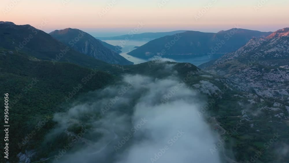 Aerial view of mesmerizing evening landscape of the mountains Aerial view of mesmerizing evening landscape of the mountains
