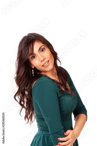 Portrait of a beautiful lady posing for  the camera on isolated background © gamusinos