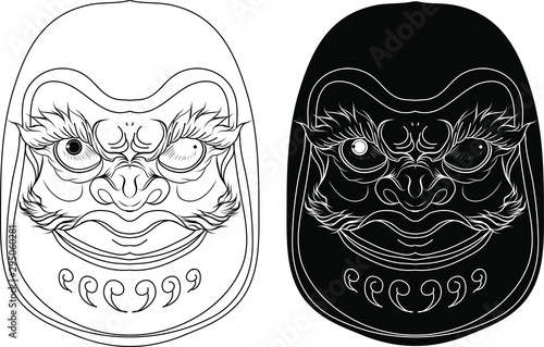 Japanese Daruma Doll vector for Tattoo and Print.