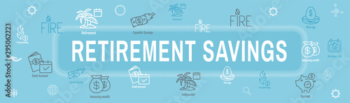Retirement Savings Icon Set and Web Header Banner