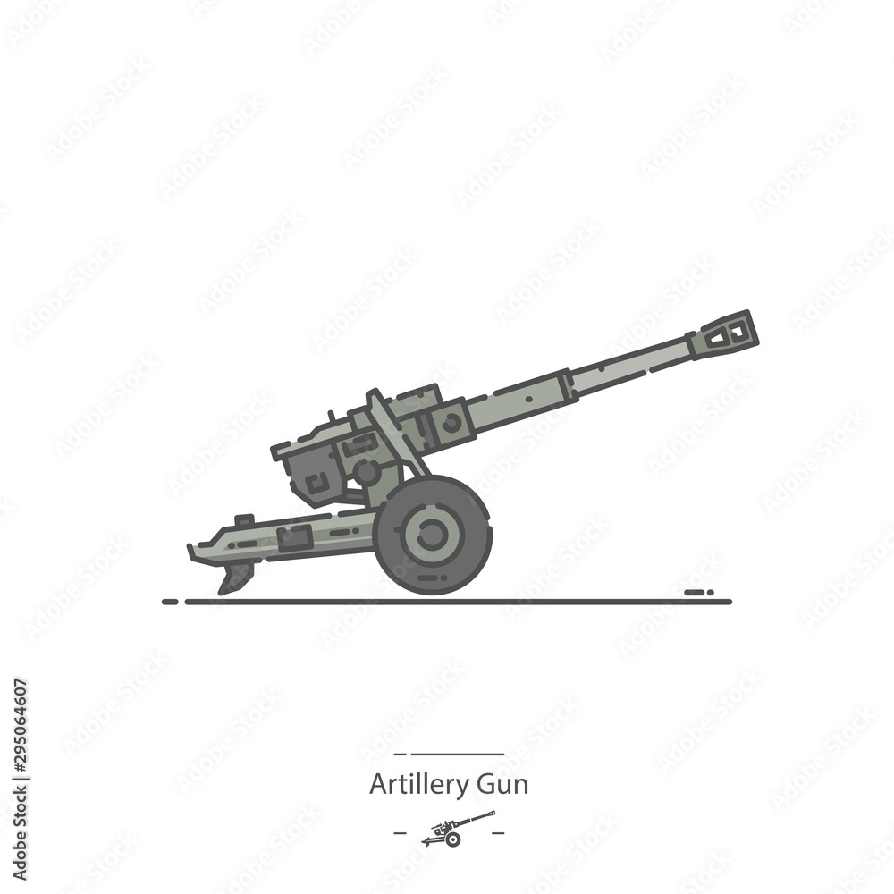 Artillery Gun - Line color icon