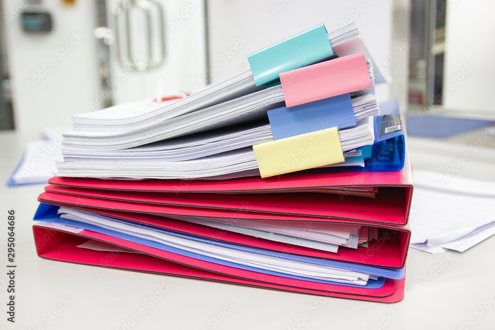 file folder and Stack of business report paper file on the table file folder and Stack of business report paper file on the table