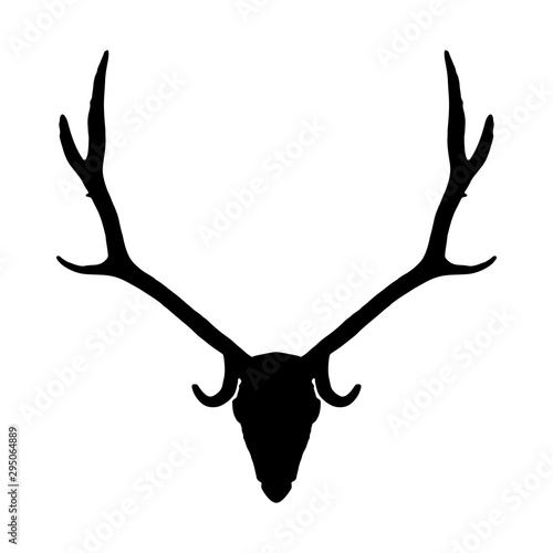 Deer skull black silhouette on white background, vector eps 10