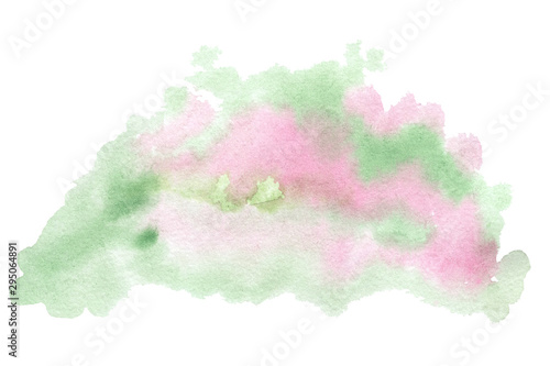 Watercolor abstract tropical spots  shapes  textures on white background