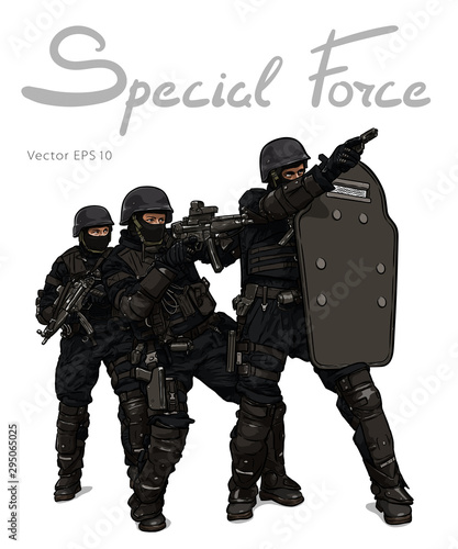 Police Forces anti terror operation. Vector sketch