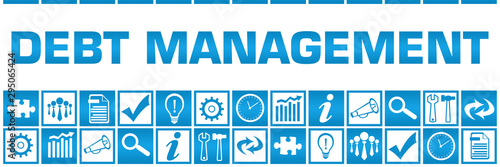 Debt Management Blue White Box Grid Business Symbols 