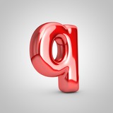 Red shiny metallic balloon letter Q lowercase isolated on white background.
