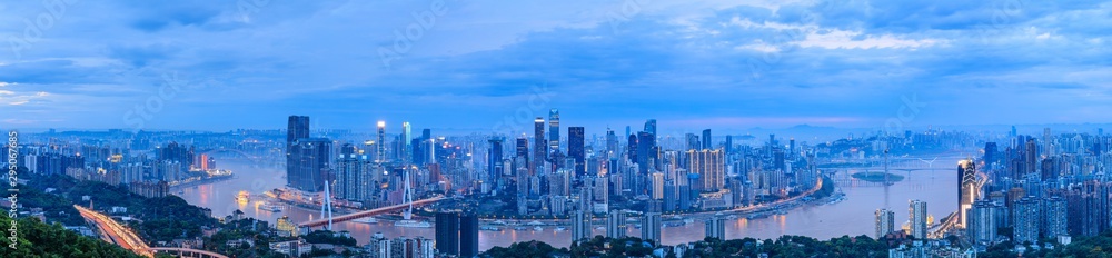 Sunset cityscape skyline panorama in Chongqing