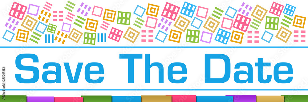 Save The Date Colorful Texture Blocks Bottom Save The Date Colorful Texture Blocks Bottom