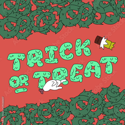 Halloween postcard with outline objects
