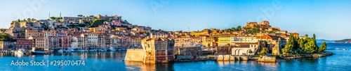 harbor of portoferraio at the island elba in italy