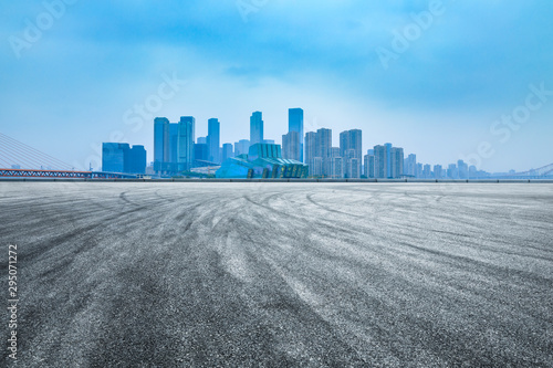 Chongqing Cityscape Skyline and Asphalt Road at Sunset © zhao dongfang