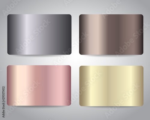 Gold, Silver, Bronze Banner, credit cards or gift cards set with golden metallic design background