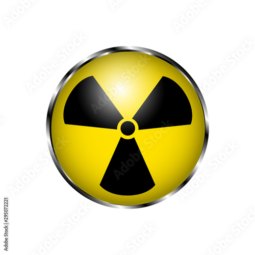 Radioactive yellow sign isolated on the white background