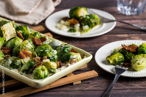 Brussel sprouts and bacon. photo