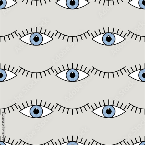 Abstract seamless eyes pattern for girls, boys. Creative vector pattern with psychodelic eyes. Funny eyes pattern for textile and fabric. Fashion sport style. Background for kids open and closed eyes