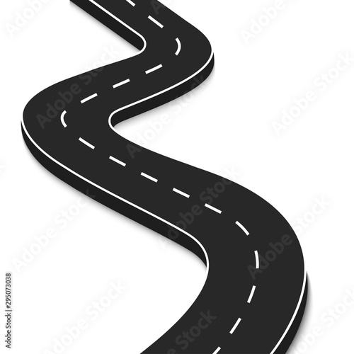 Road asphalt road isolated on white background. Vector illustration.