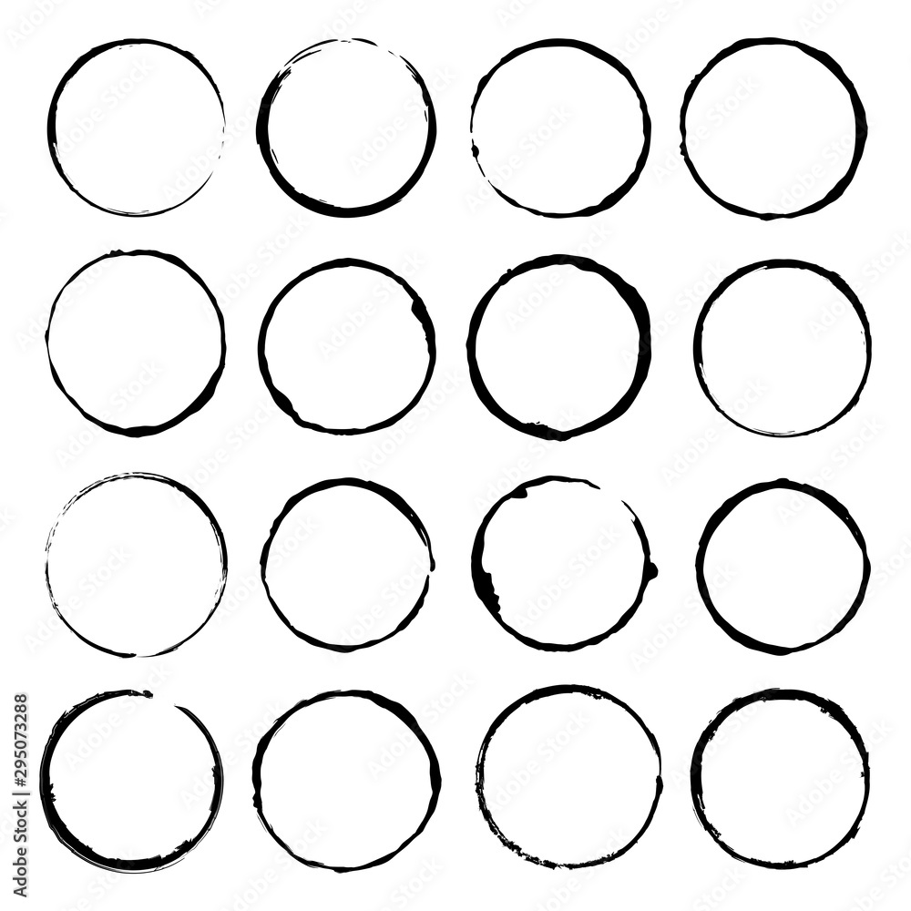 Vector set of grunge circle brush vector illustration - obrazy, fototapety, plakaty 