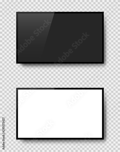 Realistic television screen on background. TV, modern blank screen lcd, led