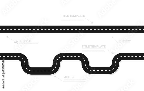 Road asphalt road isolated on white background. Vector illustration.