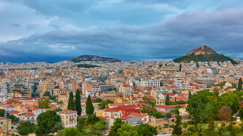 Athens city at twilight