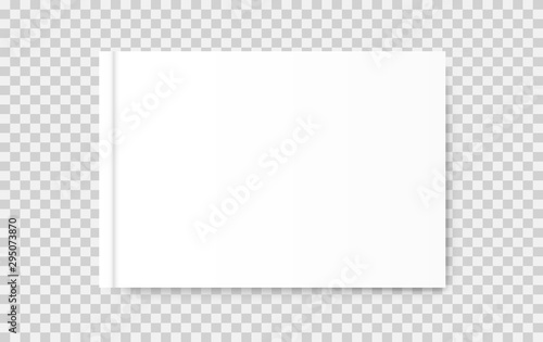 Horizontal closed book mock up, magazine, brochure or notebook template on background. Vector mock up