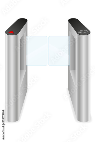 metal turnstile to block the passage without permission or identification vector illustration