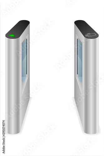metal turnstile to block the passage without permission or identification vector illustration