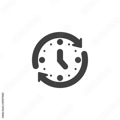 Update, refresh time vector icon. Clockwise rotation filled flat sign for mobile concept and web design. Passage of time glyph icon. Symbol, logo illustration. Vector graphics