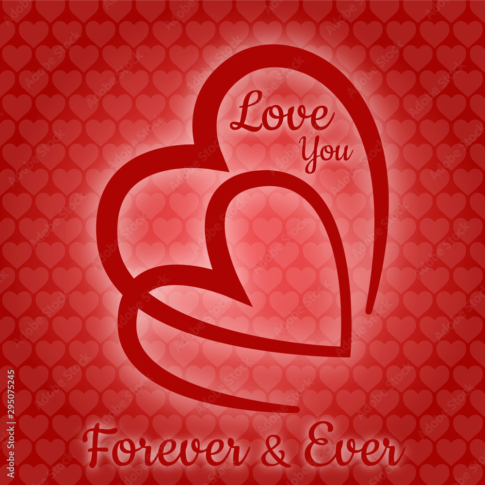 Love you forever and ever, double heart design for logo, romantic ...
