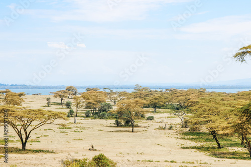 Landscape of Crescent Island Sanctuary in Kenya