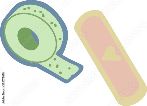 Medical plaster. Medical plasters isolated on white background, wound plasterer or bandaged patch, vector adhesive health care object