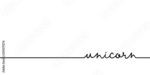 Fotografie Unicorn - continuous one black line with word