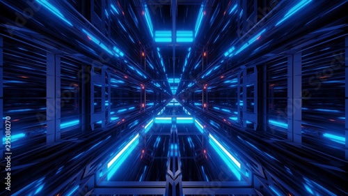 futuristic scifi glass tunnel with nice reflections 3d illustration wallpaper background