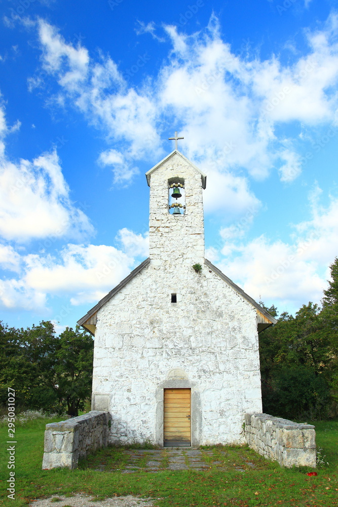 Old stoned church near Otocac city, Lika region, Croatia