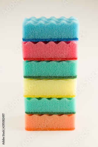 foam rubber sponges isolated on a white background for washing dishes