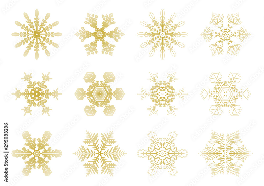 雪の結晶のイラスト 金色アイコンセット Stock Vector Adobe Stock